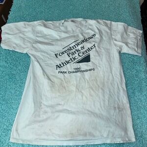 Vintage‎ 1990 Forestmeadows Park Athletic Center XL T-Shirt White tennis